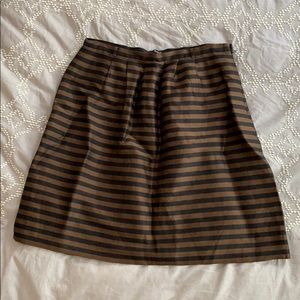 Madewell Black and Brown Stripe Skirt